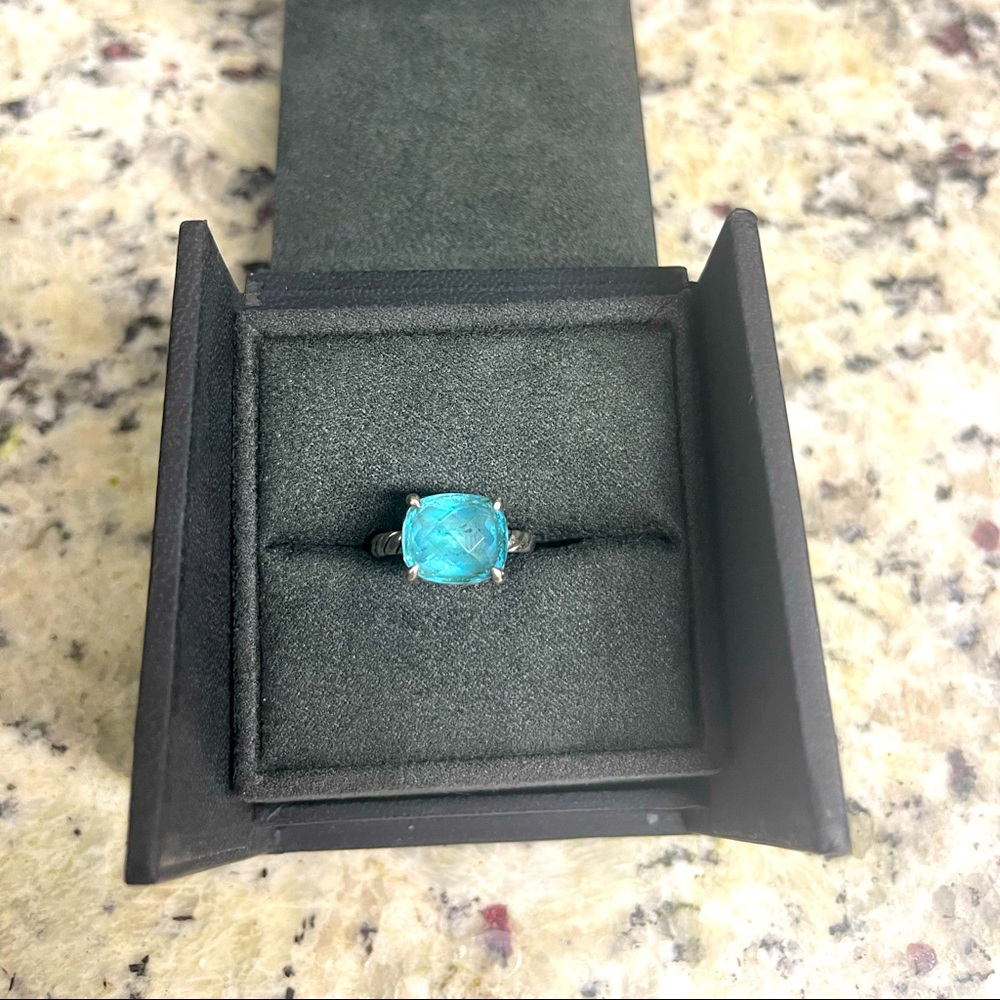 David yurman 925 blue topaz ring size 6